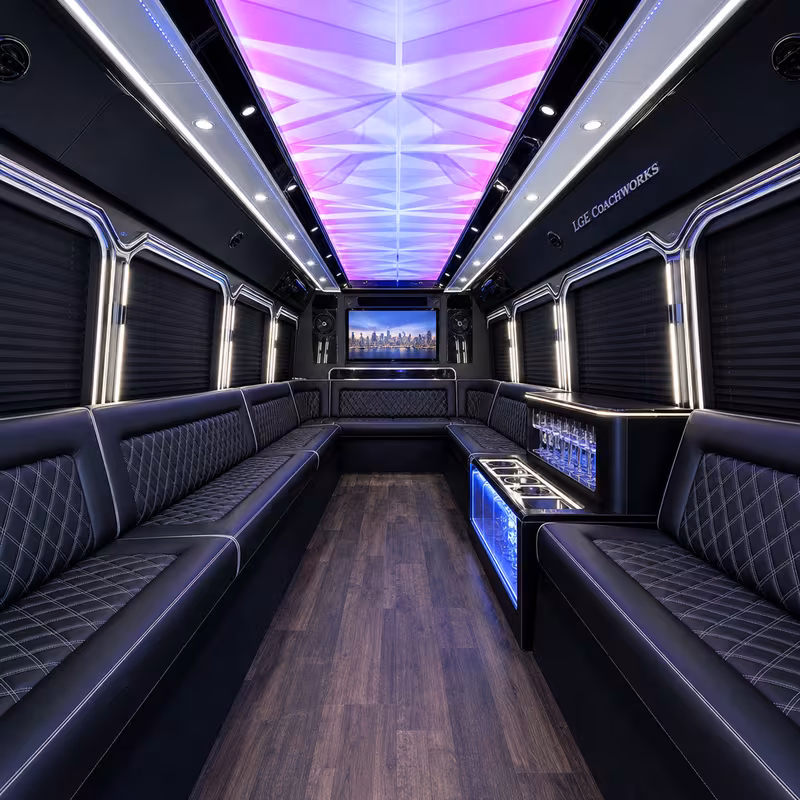 18 Passenger Party Bus Interior