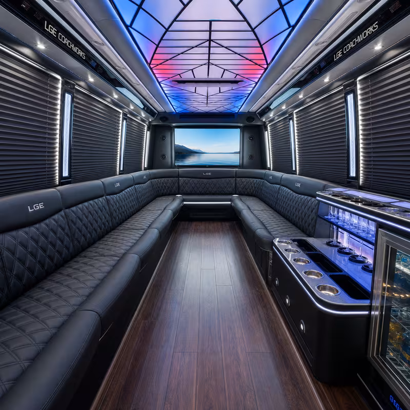 20 Passenger Party Bus Inside