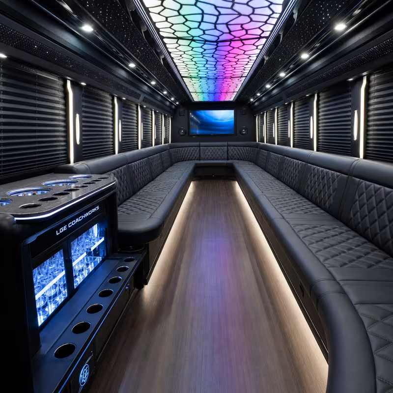 25 Passenger Party Bus Interior