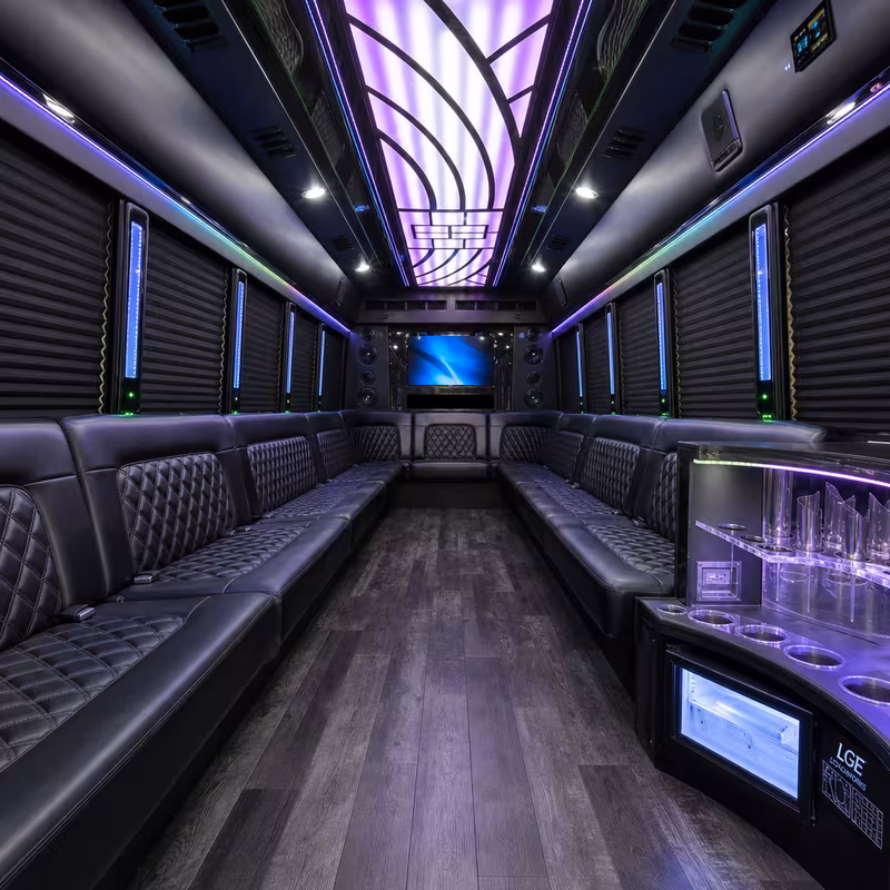 28 Passenger Party Bus Interior
