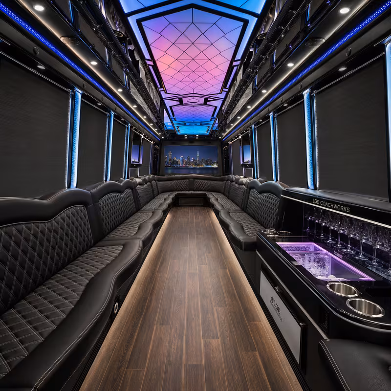 50 Passenger Party Bus Interior