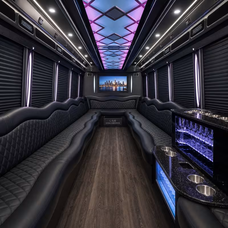 50 Passenger Party Bus Interior