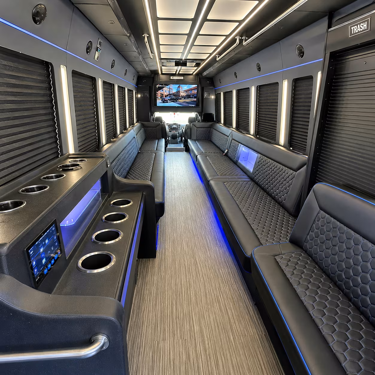 Garland Prom & Homecoming Transportation party bus interior