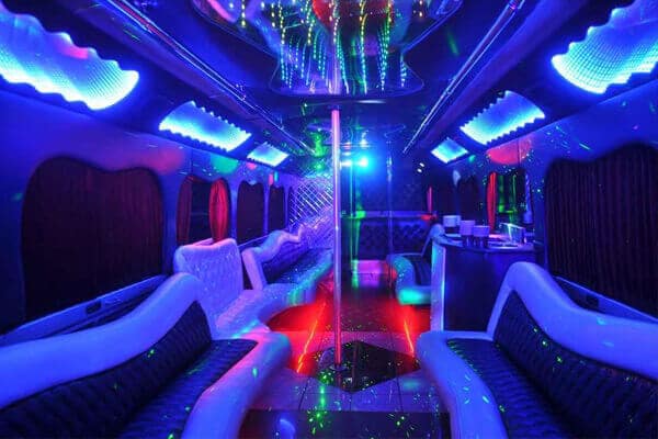 interior of 18 passenger party bus lake-jackson